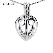 CLUCI романтический 925 пробы серебряный медальон в форме сердца с жемчугом для женщин, ювелирное изделие, серебро 925, подвеска в клетку для офисных леди