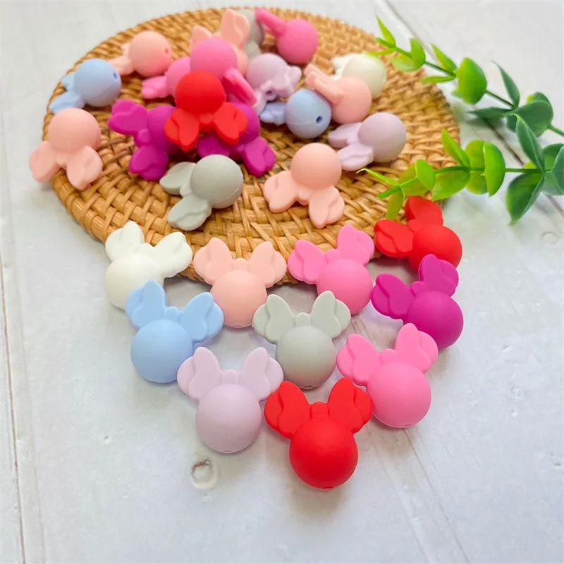 10pcs Silicone Teething Beads Minnie shape Food Grade DIY Necklace Accessories teething toys silicone teething toys baby teething toys silicone beads silicone teether silicone teething beads