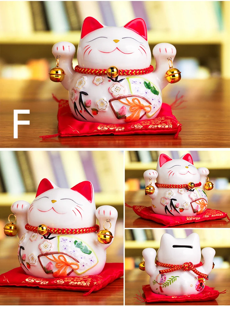 5 дюймов Maneki Neko Lucky украшения "кошки" Керамическая Фортуна статуя кота подарок для украшения дома фэн-шуй манящая копилка