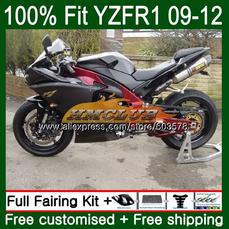 Инъекций для YAMAHA YZF-1000 YZF-R1 2009 2010 2011 2012 64CL. 55 глянцевый черный YZF R1 1000 R 1 YZF1000 YZFR1 09, 10, 11, 12, обтекатели - Цвет: No. 1
