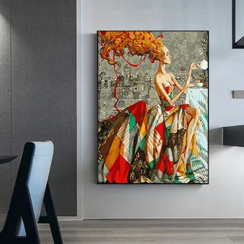 

Nordic Restoring Ancient Ways Style Portrait Quadro Canvas Painting Posters Print Cuadros Wall Art Picture for Living Room Decor