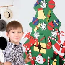 DIY войлочная Рождественская елка подарки на год детские игрушки искусственное дерево настенные подвесные украшения Рождественское украшение для дома