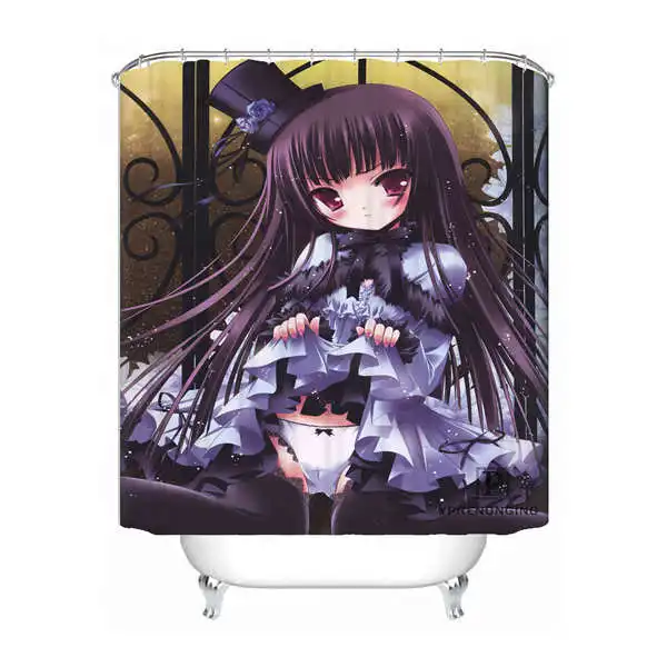 Shower Curtain Пользовательские лоли Nekomimi Водонепроницаемый душ Шторы Главная Ванна Ванная комната s крючки полиэфирной ткани Multi Sizes180509-02-144 - Цвет: Shower Curtain