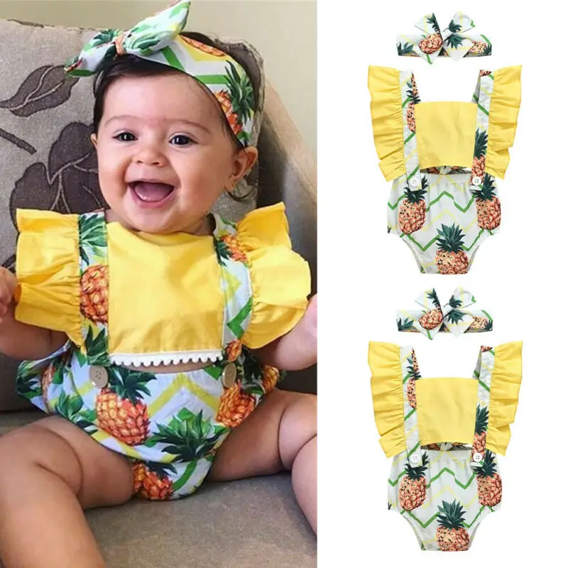 024m Newborn Kid Baby Girl Floral Bodysuits Clothes Ruffles Short