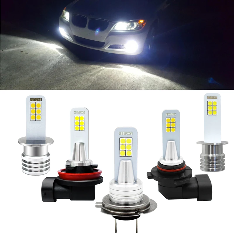 2x H11 светодиодный H1 H3 H8 H7 9006 HB4 супер яркий 12 3030SMD Противотуманные фары Дневные Фары Светильник s лампы 1200LM 6000 К авто светодиодный противотуманной фары DRL светодиодный вождения светильник