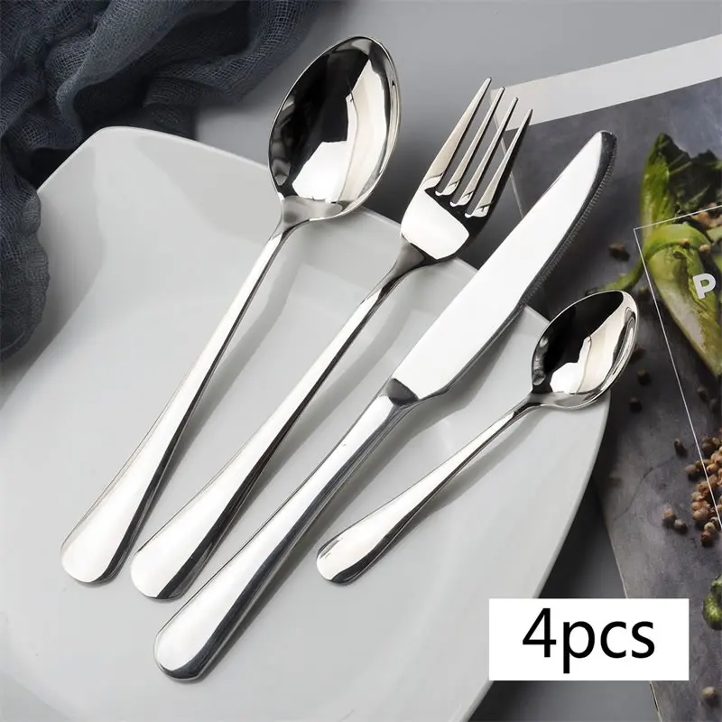 Silver 4Pcs Upspirit 4/16 шт красочный набор посуды Нержавеющая сталь, ложки, вилки, основной Ножи Кофе совок набор столовых приборов в западном стиле Стиль посуда - Цвет: Silver 4Pcs