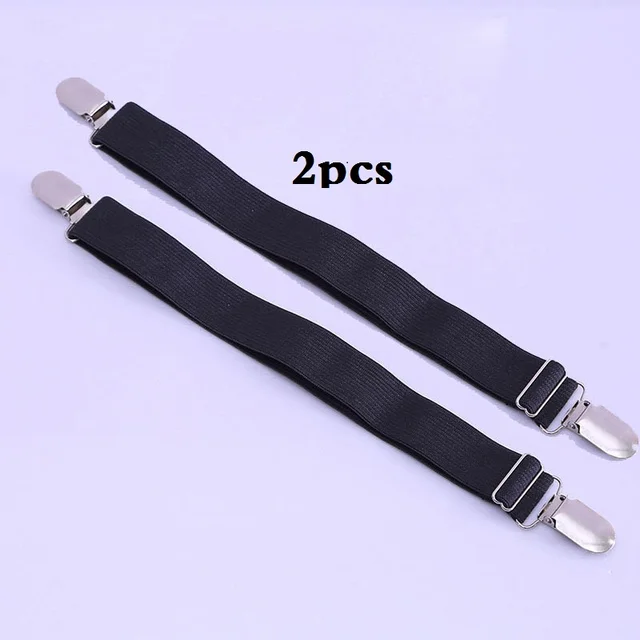 Grippers Suspender Cord Hook Loop Clasps Adjustable Elastic Mattress Cover Adjustable Bed Sheet Fasteners Straps Y15-black-2psc
