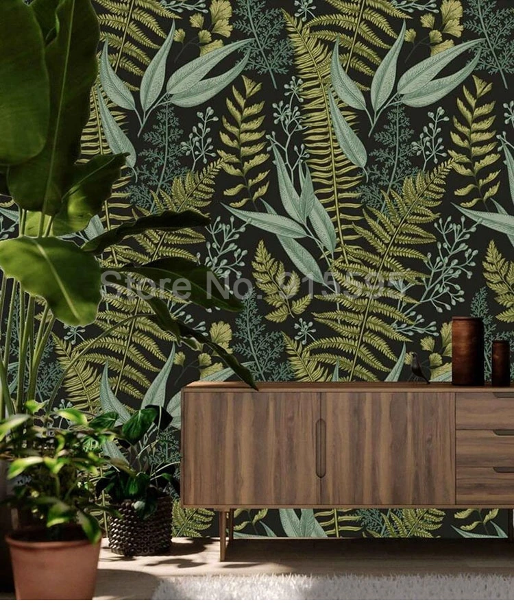 Custom 3D Mural Wallpaper For Bedroom Walls Home Decor Tropical Fern Plant Green Leaves Living Room Kitchen Waterproof Wallpaper