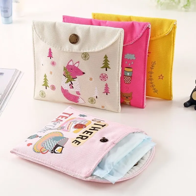 

2020 Girls Diaper Sanitary Napkin Storage Bag Canvas Sanitary Pads Package Bags Coin Jewelry Organizer Credit Card Pouch Case