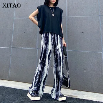 

XITAO Women Fashion Pants 2020 Summer Elegant Goddess Fan Casual Elegant Small Fresh Print Pattern Loose Pleated Pants DZL1290