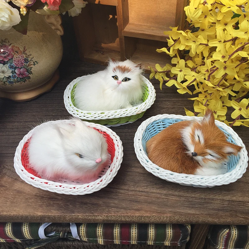 

Simulation animal plush toy cat dog fox fur making children's gifts home decoration holiday essential creative ornaments