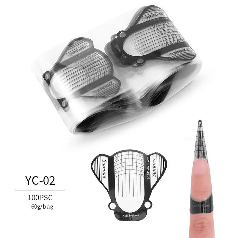 100 шт все для ногтей профессиональные инструменты для дизайна ногтей Удлинительный УФ-гель наконечник для наращивания бумаги лоток пчела Бабочка Форма для ногтей инструмент для маникюра - Цвет: YC-02