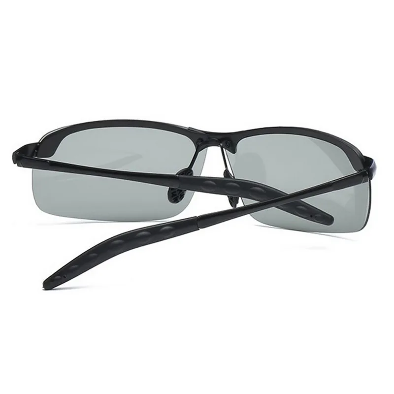 Фотохромные солнцезащитные очки для вождения, мужские Поляризованные обесцвечивающиеся солнцезащитные очки Хамелеон для мужчин, модные квадратные очки без оправы для вождения - Название цвета: Черный