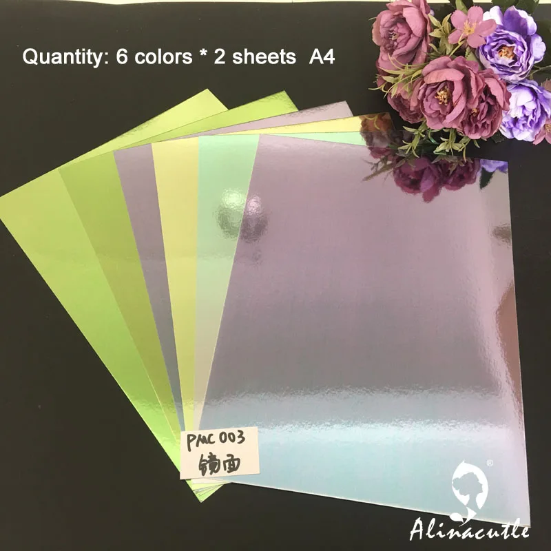 6 цветов x 2 листа зеленая гладкая зеркальная бумага карта A4 250gsm бумага DIY Скрапбукинг бумажный пакет ремесло фон бумага Alinacraft