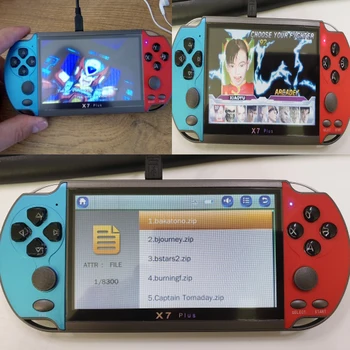 

32/64/128 Bit 5" 7" LCD X9 plus Double rocker 16G Handheld Retro Game Player Console Video MP5 TF Card for GBA/NES 10000 games