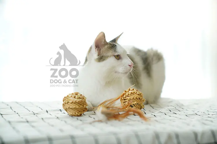 Zoo-Us натуральная соломенная игрушка курица пушистый шар кошка ручной работы mao cao qiu ткачество палочка кошка погоня