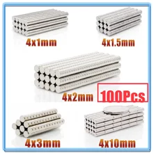 100 pçs mini pequeno n35 ímã redondo 4x1 4x1.5 4x2 4x3 4x10mm ímã de neodímio permanente ndfeb super forte poderoso ímãs 4*2