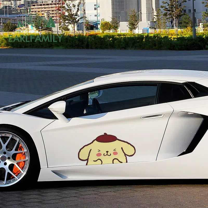 EARLFAMILY 43cm x 23.1cm For Pompompurin Peeker Vinyl Material Fine Decal Sunscreen Car Stickers Scratch-Proof Decoration