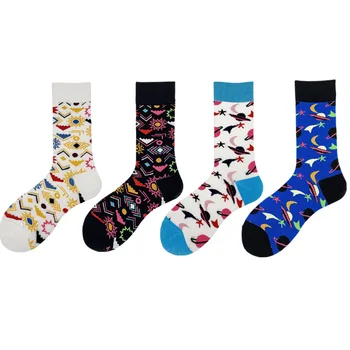 

Cartoon Men Sock Universe Print Socks for Man Unisex Solid Casual Crew Adult Cotton Vintag Autumn Winter Symbol Geometric Sokken