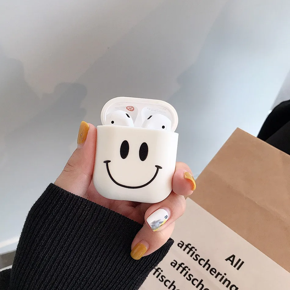 Для AirPods случае 3D мультяшный наушник чехол для Apple Airpods 2 забавные интимные аксессуары защитную крышку с палец кольцо ремень - Цвет: Smile B