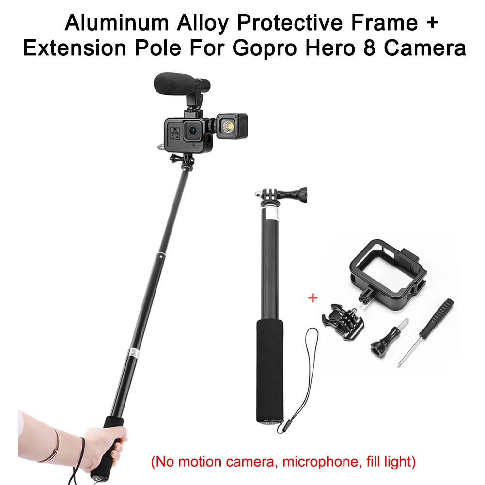 Алюминиевый сплав защитный корпус рамка чехол+ удлинитель для Gopro Hero 8 DJA99