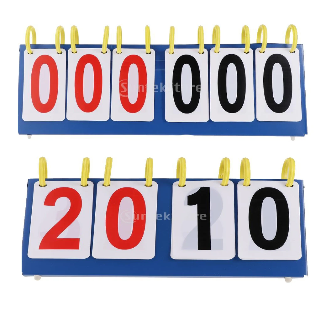 Lightweight Sports Table Top Scoreboard Flip 99/999 Score Board with Red Black Plastic Number Cards