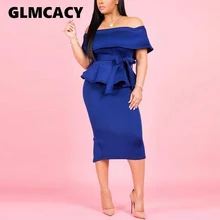 Женский летний топ из 2 частей с вырезом лодочкой и открытыми плечами, элегантный топ с баской и обтягивающее платье средней длины Клубное