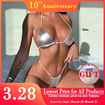 

Hot Sexy Bikinis 2020 Mujer Brazilian String Bikini Set Micro Thong May Female Beach Neon Swimsuit Separate Sequin Mini Swimwear