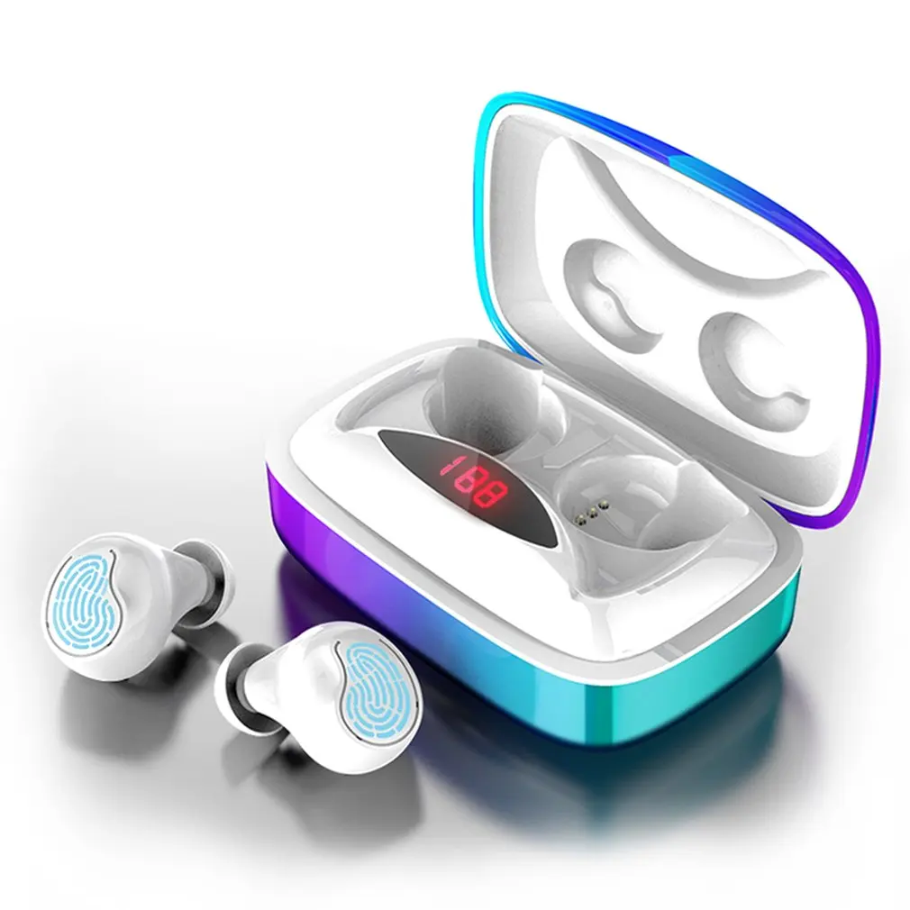 gradient white X29 TWS Bluetooth 5,0 наушники Портативный сенсорный контроль беспроводные наушники 6D стерео Бас спортивные наушники с 2000 мАч зарядная коробка - Цвет: gradient white