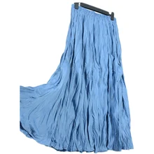 Синяя модная Корейская плиссированная юбка Женская высокая эластичная талия миди длинные юбки женские элегантные черные белые повседневные школьные юбки Femme