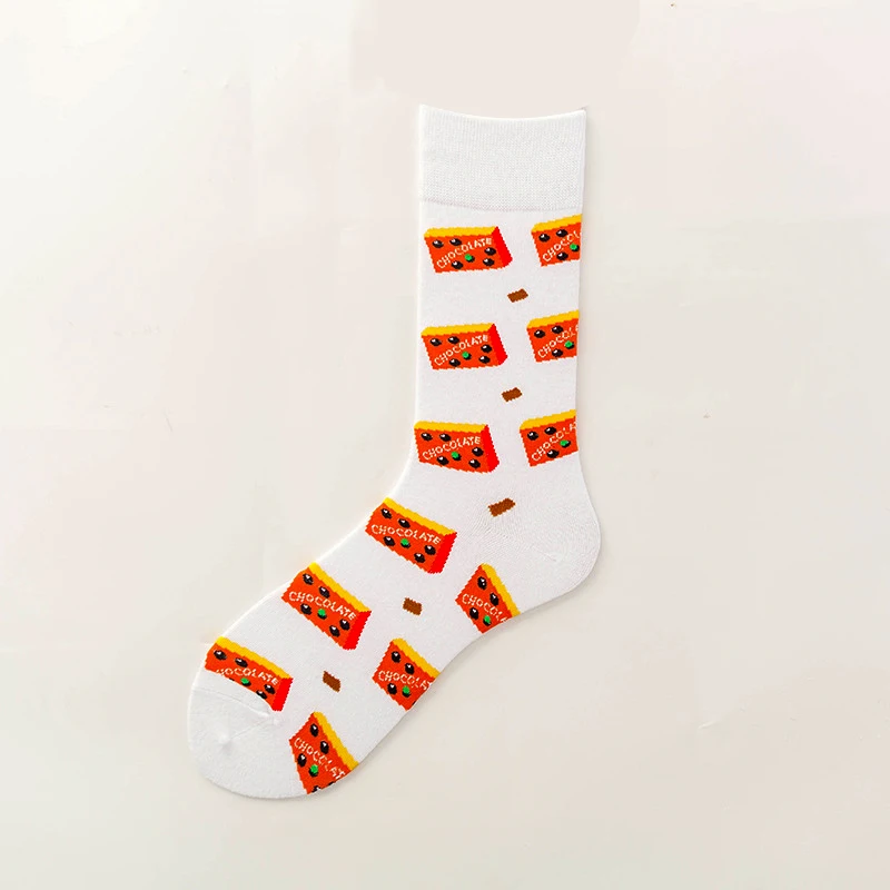 Funny Cotton Socks Women Tube Happy Sock Tide Cotton Long Snacks Fruit Food Avocado Socks High Tube Socks