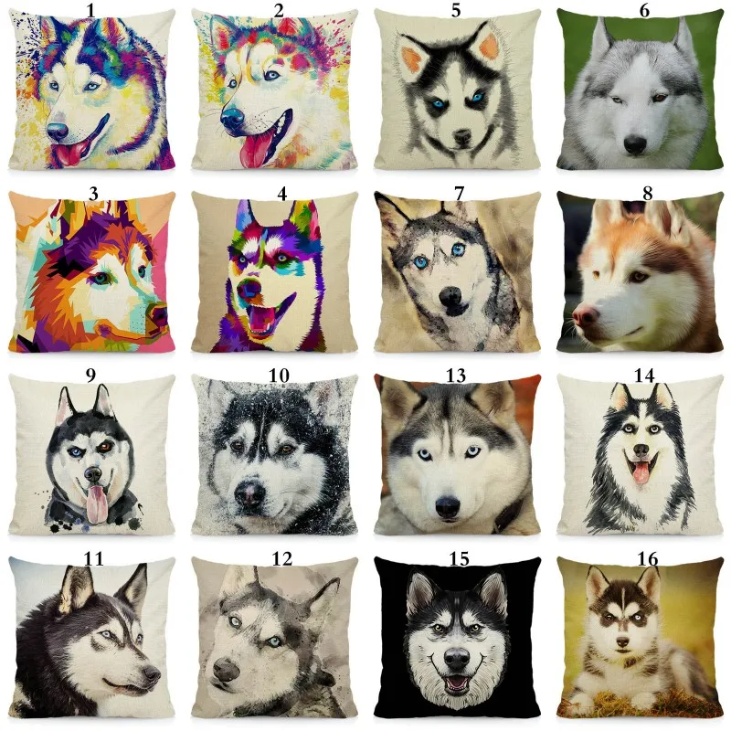 

XUNYU Cute Siberian husky print pillow case home sofa chair car decorative cushion cover 45x45cm DWG011