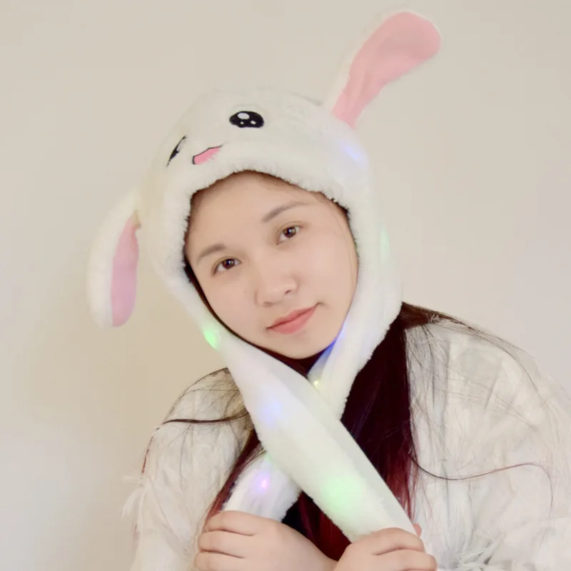 

Douyin Celebrity Style a Pinch Long Ear Moving Hat Online Celebrity tu zi mao Rabbit Ear Cap Cute Bunny Air Bag Cap