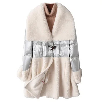 

Winter 2019 New Down Garment Mid-long Female Korean Edition Wool Sheep Down Sheared Coat Fur-in-one Particle Coat