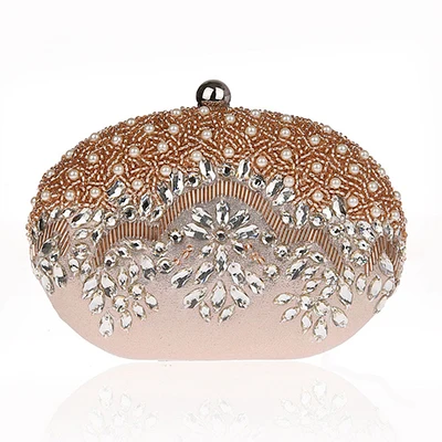Rose Gold Женские сумочки клатчи с кристаллами Роскошные вечерние сумки в стиле ретро свадебные сумочки на цепочке дамские маленькие сумки через плечо - Цвет: Rose Gold