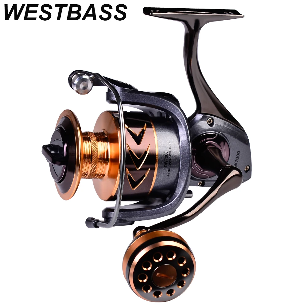 

WESTBASS Spinning Reel 2000-7000 Series CNC Machine Coil Fishing Reel Carbon Fiber Drag System Full Metal Handle Wheel 5.1:1/5.2
