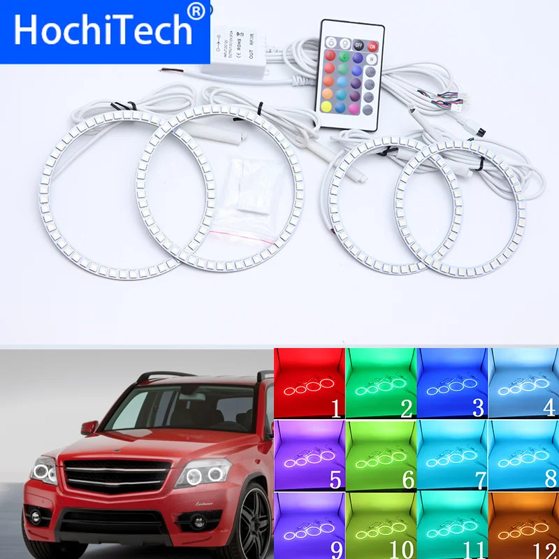 

For MERCEDES BENZ GLK CLASS X204 280 300 320 350 2010 2011 2012 Multi-color Led Angel Eyes Kit RGB Halo Rings Daytime Light DRL