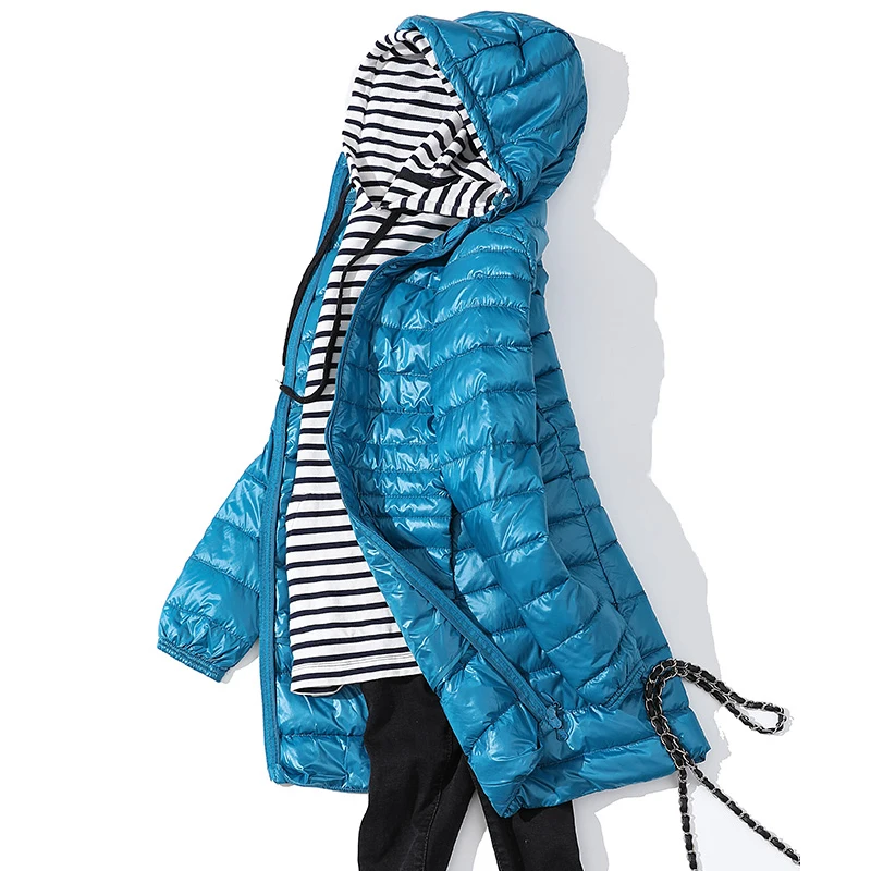 0-10℃ Women Puffer Jackets Ultralight Duck Down Jacket 2024 Autumn Winter Portable Hooded Parka Coat Windproof Outwear 6XL 7XL 3
