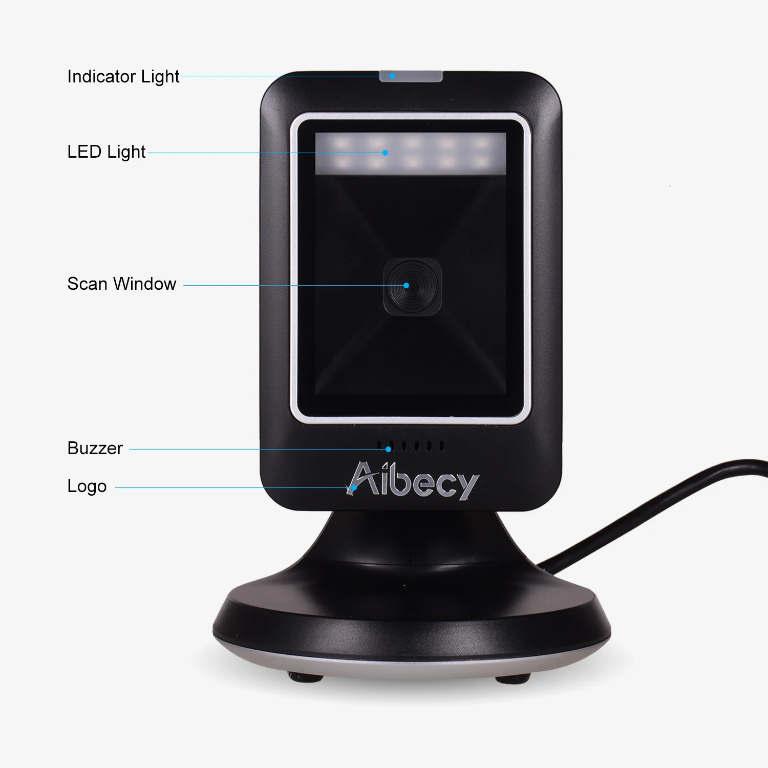Aibecy 1D/2D/QR MP6300Y Всенаправленный сканер штрихкодов USB проводной считыватель штрих-кодов CMOS Ручной сканер qr-кода для розничной торговли