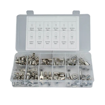 

125 Pcs Marine Grade Tinned Copper Wire Earplugs Battery Cable End Eyelet SC Ring Terminal Connector Classification Kit