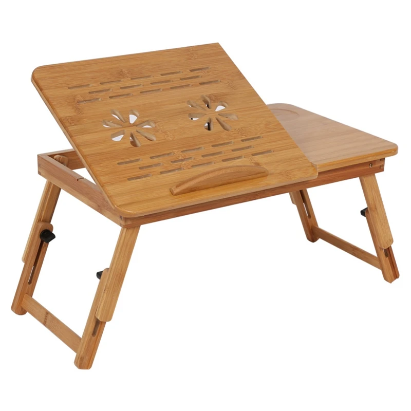 

New Style Portable Laptop Desk Bed Lap Desk Folding Book Reading Breakfast Serving Tray with Cooling Holes Small Drawer