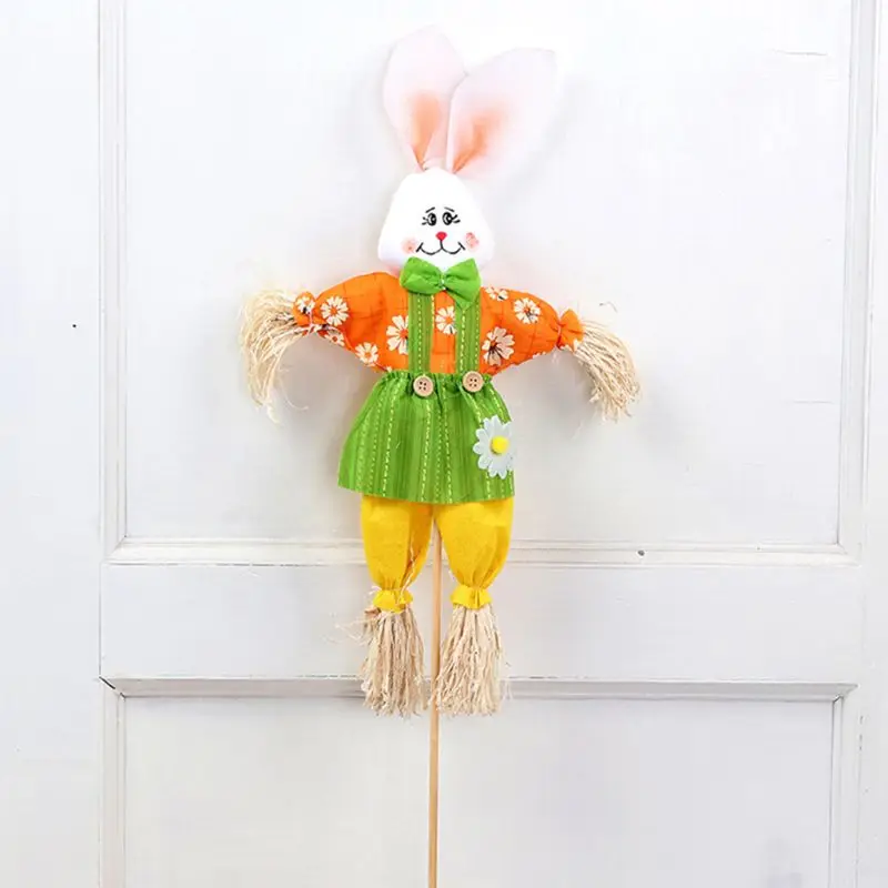 

Cute Creative Straw Rabbit Manual DIY Easter Door Hanging Decor Home Wall Window Garden Ornament Party Accessory D08D