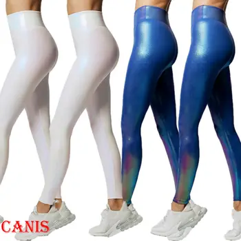 

2020 New Fashion Women Colorful Casual Pants Ladies Yoga Workout Gym Shiny Sports Pants Leggings Fitness Slim Stretch Trousers