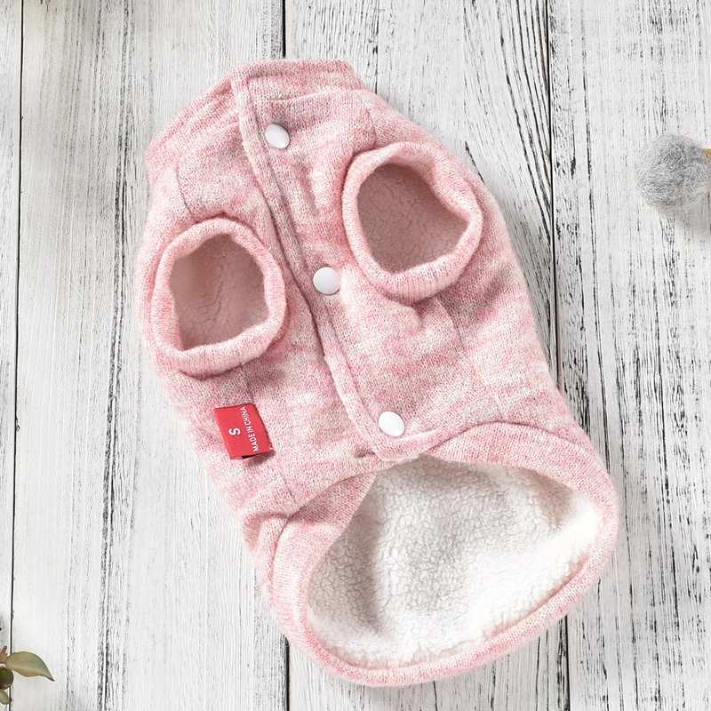 amazing Cute Rabbit Knit Bows Fleece Dog Vest Winter Gray Pink Pet Coat With Fur Jacket Small Medium Animal