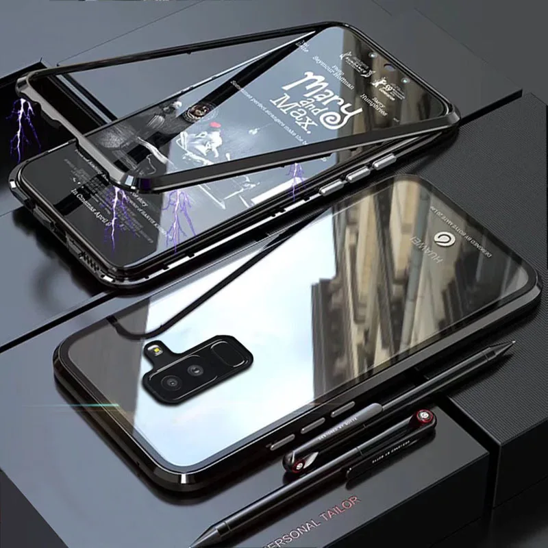 Чехол YonLinTan Coque для samsung galaxy A6 Plus 2018 A6Plus Металлическая магнитная рамка из твердого