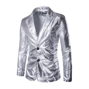2Pcs Mens Gold Sliver Club Wear Show Dress Suits Blazer+Trousers Sets Stage Performance Slim Fit Dance Plus Size 2021 New 2