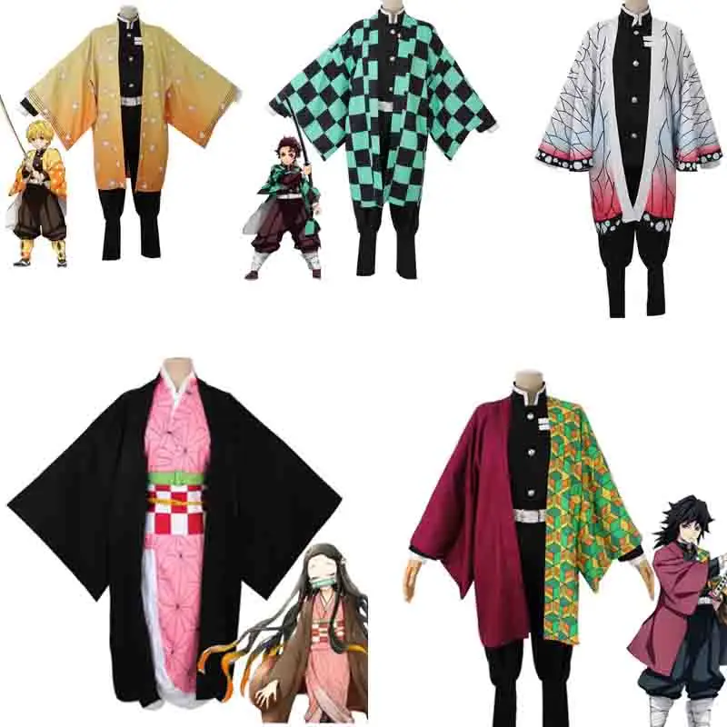 Demon Slayer: Kimetsu no Yaiba Kamado Tanjirou Kamado Nezuko Agatsuma Zenitsu Tomioka Giyuu Kochou Shinobu Косплей Костюм