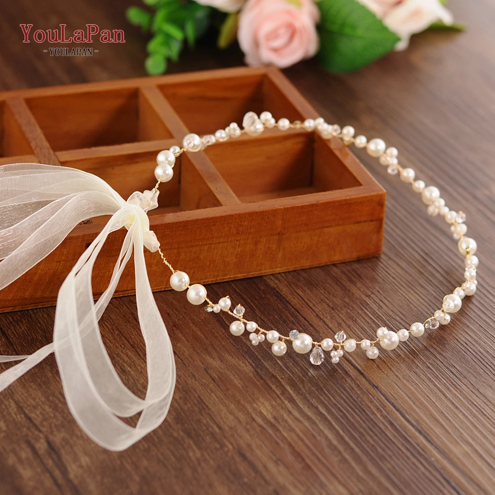 

YouLaPan SH03-G Golden pearl womens belts for wedding Ladies Ribbon Belt waist bead belt wedding pearl belt bling belt crystal