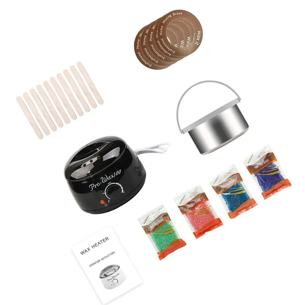 black A Certain Temperature Heating Hair Removal Wax Bean Machine Set Hot Wax Hair Removal Hair Removal Wax Bean Machine Set - Цвет: black