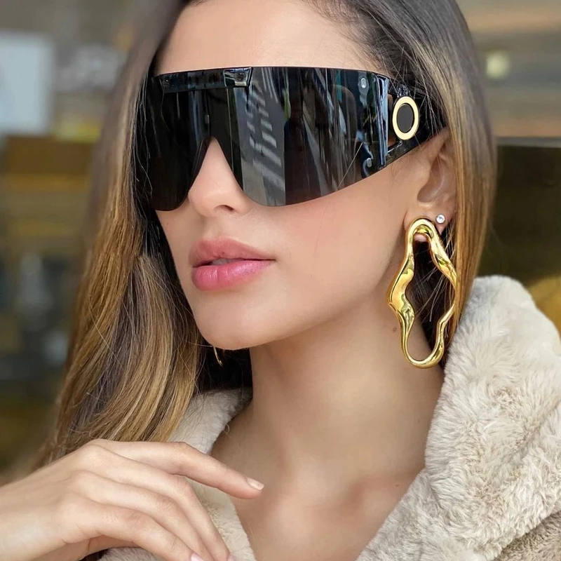 Occhiali da sole oversize con visiera scudo occhiali da sole donna uomo occhiali  da sole antivento occhiali da vista con montatura grande tonalità Sport  UV400 lenti trasparenti|Women's Sunglasses| - AliExpress
